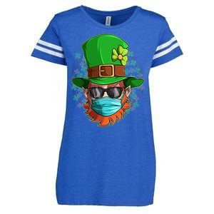 St Patricks Day Quarantined Masked Leprechaun Enza Ladies Jersey Football T-Shirt