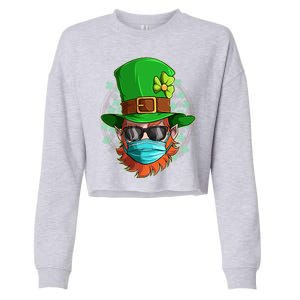 St Patricks Day Quarantined Masked Leprechaun Cropped Pullover Crew