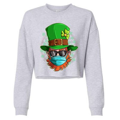 St Patricks Day Quarantined Masked Leprechaun Cropped Pullover Crew