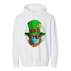 St Patricks Day Quarantined Masked Leprechaun Garment-Dyed Fleece Hoodie