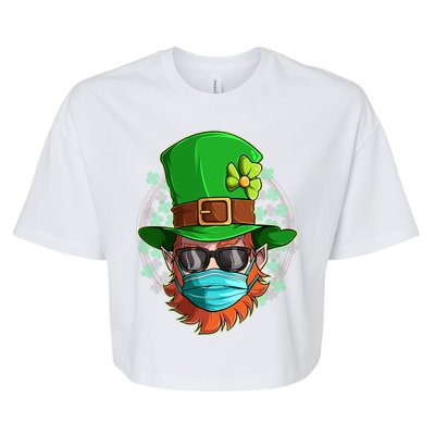 St Patricks Day Quarantined Masked Leprechaun Bella+Canvas Jersey Crop Tee