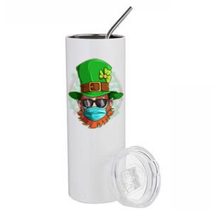 St Patricks Day Quarantined Masked Leprechaun Stainless Steel Tumbler