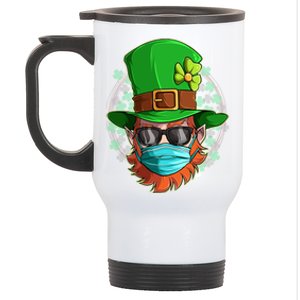 St Patricks Day Quarantined Masked Leprechaun Stainless Steel Travel Mug