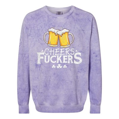 St Patricks Day Shirt Cheers Fuckers Funny Beer Drinking Colorblast Crewneck Sweatshirt