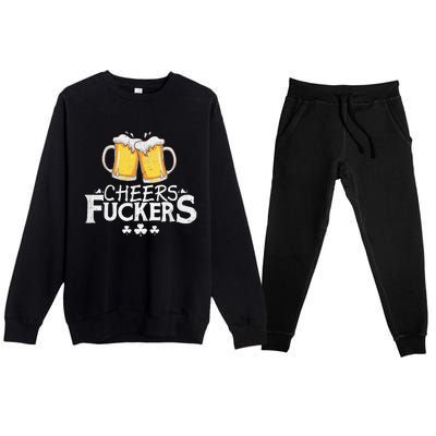 St Patricks Day Shirt Cheers Fuckers Funny Beer Drinking Premium Crewneck Sweatsuit Set