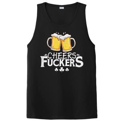 St Patricks Day Shirt Cheers Fuckers Funny Beer Drinking PosiCharge Competitor Tank