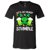 St. PatrickS Day LetS Get Ready To Stumble Beer Drinking Gift V-Neck T-Shirt