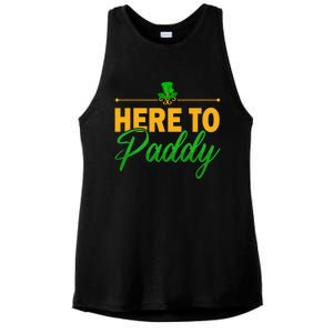 St Patricks Day Here To Paddy Clover Leprechaun Gift Ladies PosiCharge Tri-Blend Wicking Tank