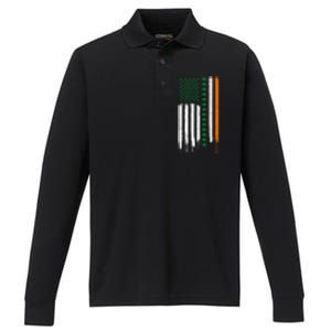 St Patrick's Day: Irish American Flag Gift Cute Gift Performance Long Sleeve Polo