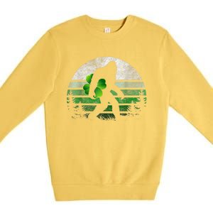 St Patricks Day Bigfoot Irish Shamrock Sasquatch Clover Leaf Premium Crewneck Sweatshirt