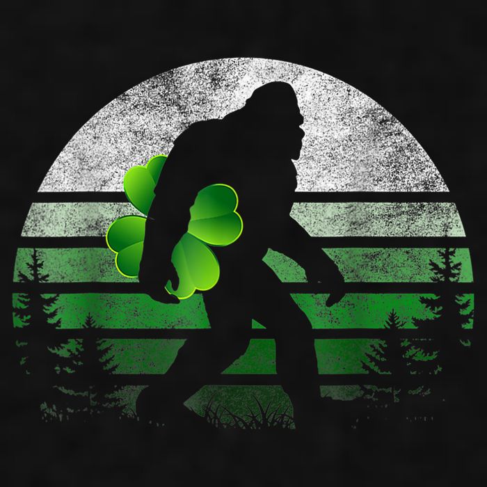 St Patricks Day Bigfoot Irish Shamrock Sasquatch Clover Leaf Ladies PosiCharge Tri-Blend Wicking Tank