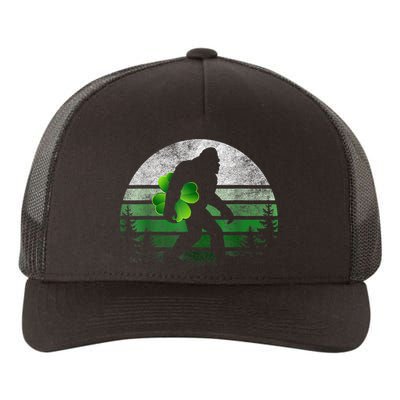 St Patricks Day Bigfoot Irish Shamrock Sasquatch Clover Leaf Yupoong Adult 5-Panel Trucker Hat