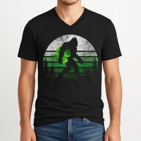 St Patricks Day Bigfoot Irish Shamrock Sasquatch Clover Leaf V-Neck T-Shirt