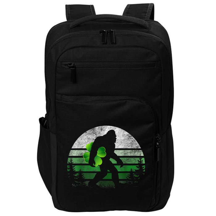St Patricks Day Bigfoot Irish Shamrock Sasquatch Clover Leaf Impact Tech Backpack