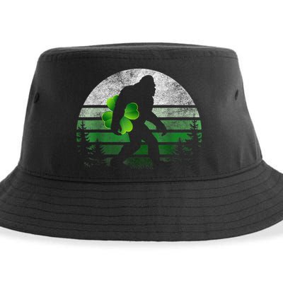 St Patricks Day Bigfoot Irish Shamrock Sasquatch Clover Leaf Sustainable Bucket Hat