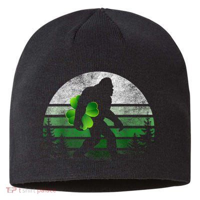 St Patricks Day Bigfoot Irish Shamrock Sasquatch Clover Leaf Sustainable Beanie