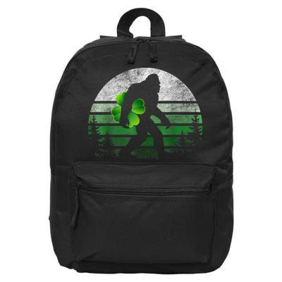 St Patricks Day Bigfoot Irish Shamrock Sasquatch Clover Leaf 16 in Basic Backpack