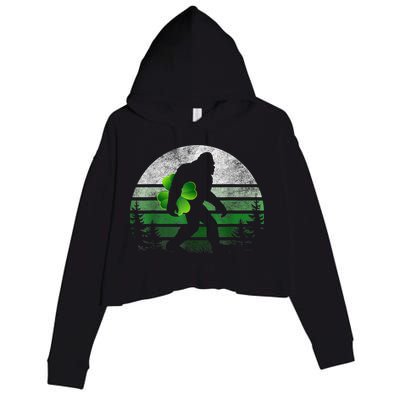 St Patricks Day Bigfoot Irish Shamrock Sasquatch Clover Leaf Crop Fleece Hoodie