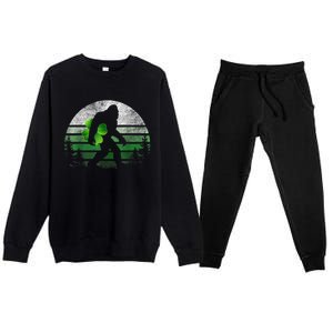 St Patricks Day Bigfoot Irish Shamrock Sasquatch Clover Leaf Premium Crewneck Sweatsuit Set