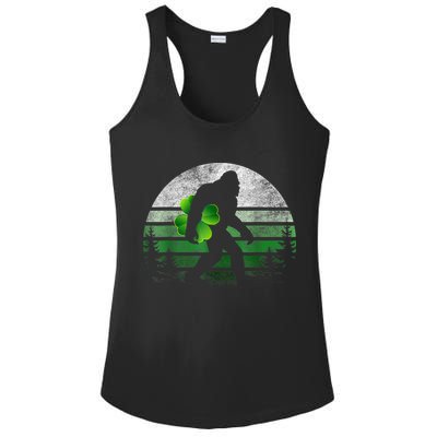St Patricks Day Bigfoot Irish Shamrock Sasquatch Clover Leaf Ladies PosiCharge Competitor Racerback Tank
