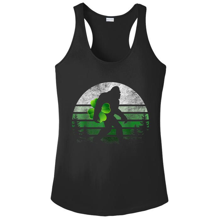 St Patricks Day Bigfoot Irish Shamrock Sasquatch Clover Leaf Ladies PosiCharge Competitor Racerback Tank