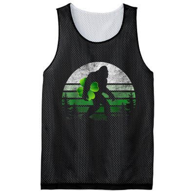 St Patricks Day Bigfoot Irish Shamrock Sasquatch Clover Leaf Mesh Reversible Basketball Jersey Tank