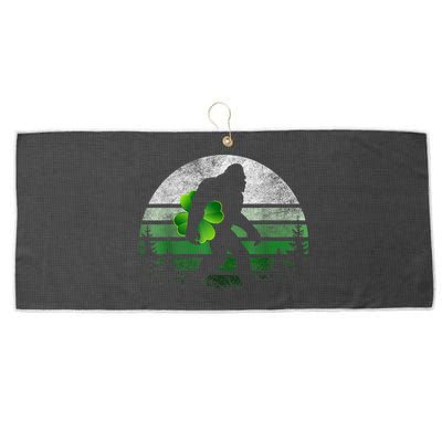 St Patricks Day Bigfoot Irish Shamrock Sasquatch Clover Leaf Large Microfiber Waffle Golf Towel