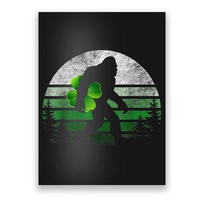 St Patricks Day Bigfoot Irish Shamrock Sasquatch Clover Leaf Poster