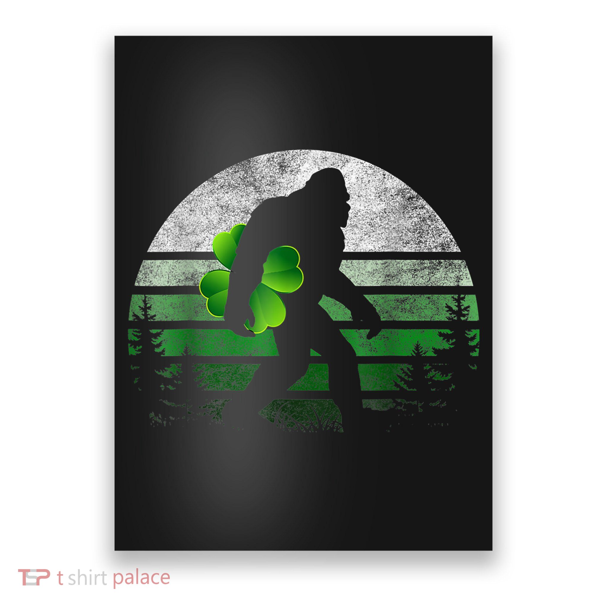 St Patricks Day Bigfoot Irish Shamrock Sasquatch Clover Leaf Poster