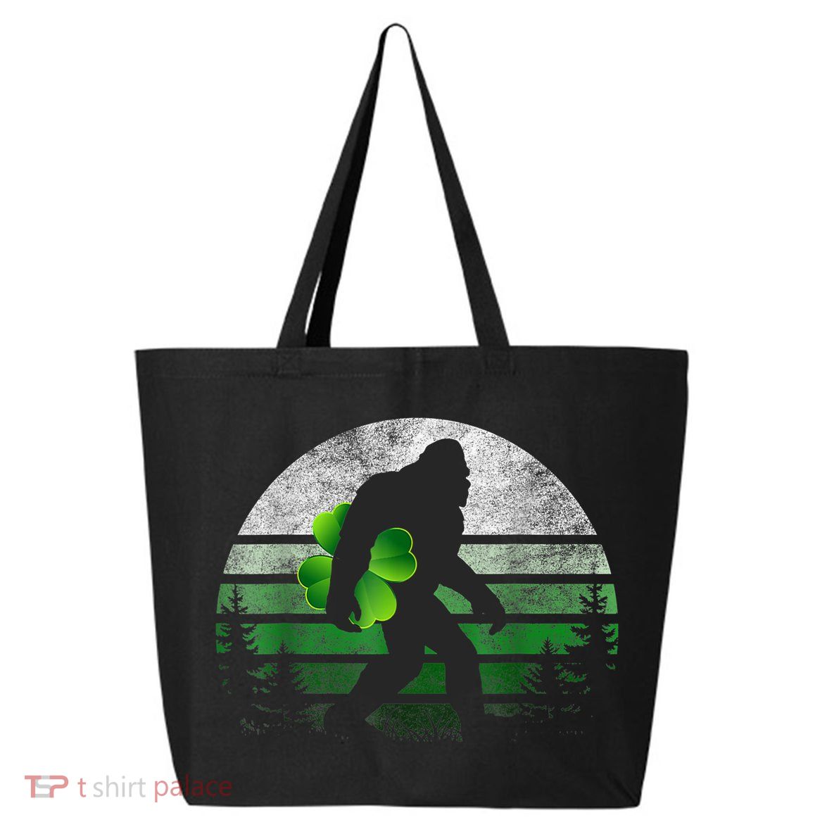 St Patricks Day Bigfoot Irish Shamrock Sasquatch Clover Leaf 25L Jumbo Tote