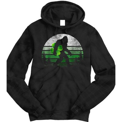 St Patricks Day Bigfoot Irish Shamrock Sasquatch Clover Leaf Tie Dye Hoodie