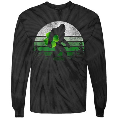 St Patricks Day Bigfoot Irish Shamrock Sasquatch Clover Leaf Tie-Dye Long Sleeve Shirt