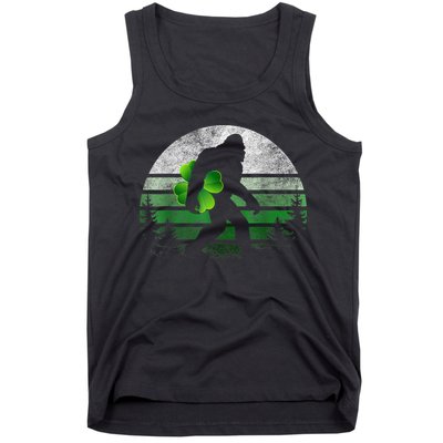 St Patricks Day Bigfoot Irish Shamrock Sasquatch Clover Leaf Tank Top