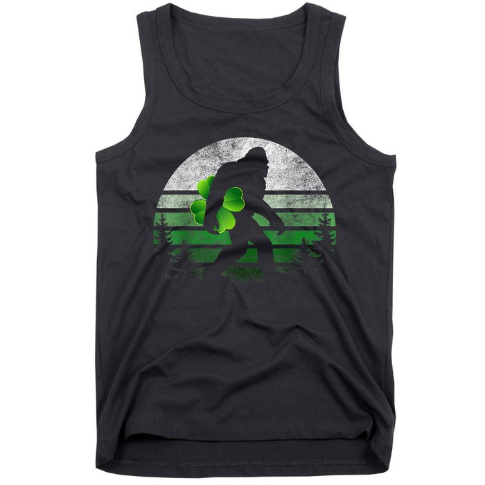 St Patricks Day Bigfoot Irish Shamrock Sasquatch Clover Leaf Tank Top