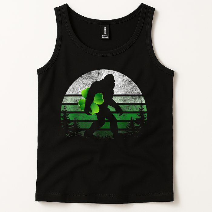 St Patricks Day Bigfoot Irish Shamrock Sasquatch Clover Leaf Tank Top