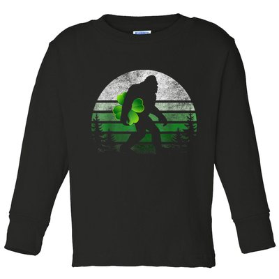 St Patricks Day Bigfoot Irish Shamrock Sasquatch Clover Leaf Toddler Long Sleeve Shirt