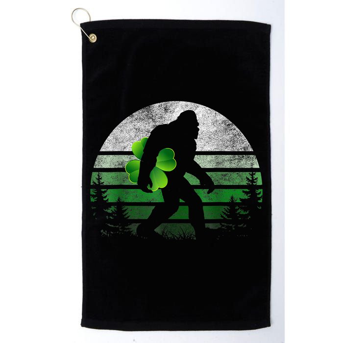 St Patricks Day Bigfoot Irish Shamrock Sasquatch Clover Leaf Golf Towel