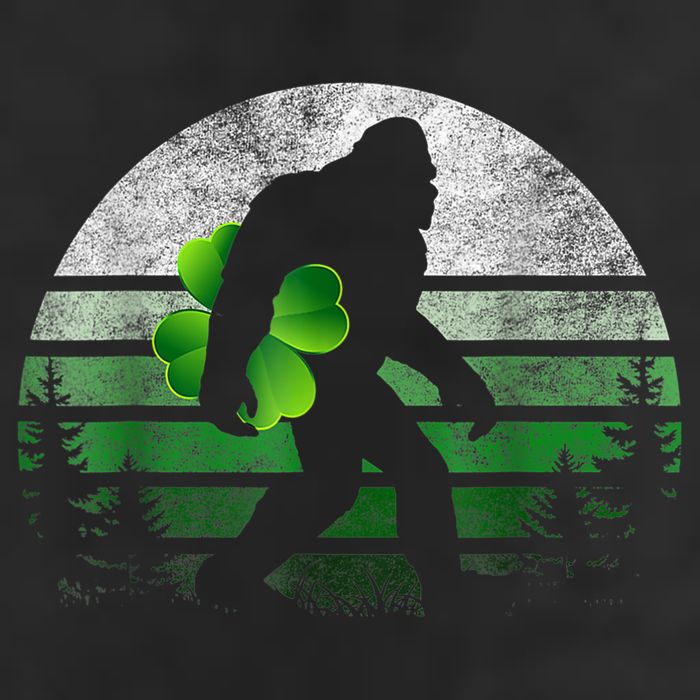 St Patricks Day Bigfoot Irish Shamrock Sasquatch Clover Leaf Golf Towel