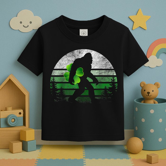 St Patricks Day Bigfoot Irish Shamrock Sasquatch Clover Leaf Toddler T-Shirt