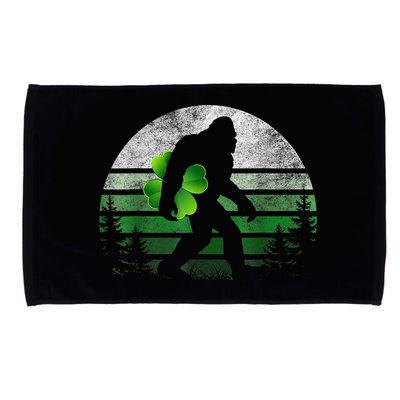 St Patricks Day Bigfoot Irish Shamrock Sasquatch Clover Leaf Microfiber Hand Towel