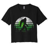 St Patricks Day Bigfoot Irish Shamrock Sasquatch Clover Leaf Crop Top