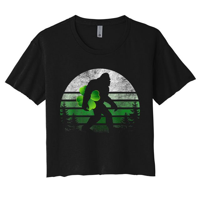 St Patricks Day Bigfoot Irish Shamrock Sasquatch Clover Leaf Crop Top