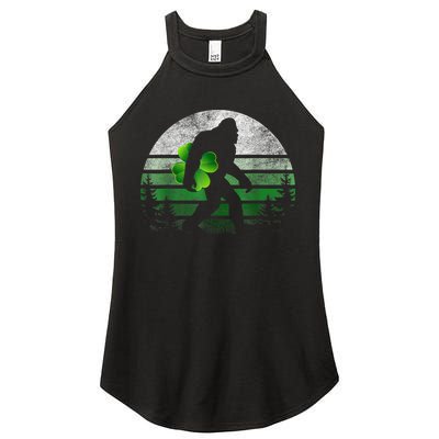 St Patricks Day Bigfoot Irish Shamrock Sasquatch Clover Leaf Women's Perfect Tri Rocker Tank