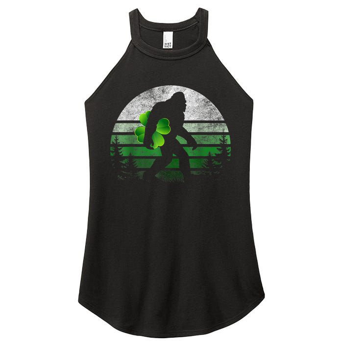 St Patricks Day Bigfoot Irish Shamrock Sasquatch Clover Leaf Women's Perfect Tri Rocker Tank