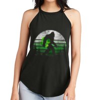 St Patricks Day Bigfoot Irish Shamrock Sasquatch Clover Leaf Women's Perfect Tri Rocker Tank