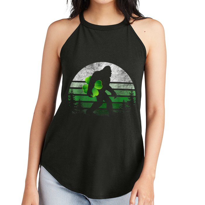 St Patricks Day Bigfoot Irish Shamrock Sasquatch Clover Leaf Women's Perfect Tri Rocker Tank