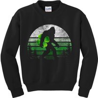 St Patricks Day Bigfoot Irish Shamrock Sasquatch Clover Leaf Kids Sweatshirt