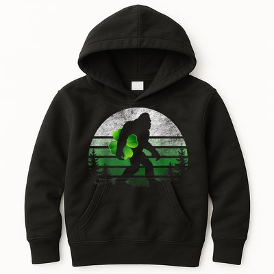 St Patricks Day Bigfoot Irish Shamrock Sasquatch Clover Leaf Kids Hoodie
