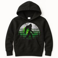 St Patricks Day Bigfoot Irish Shamrock Sasquatch Clover Leaf Kids Hoodie