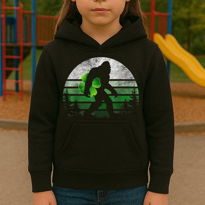 St Patricks Day Bigfoot Irish Shamrock Sasquatch Clover Leaf Kids Hoodie